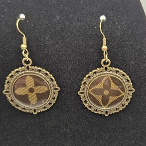 Upcycled Louis Vuitton Earrings In The Color Bronze
